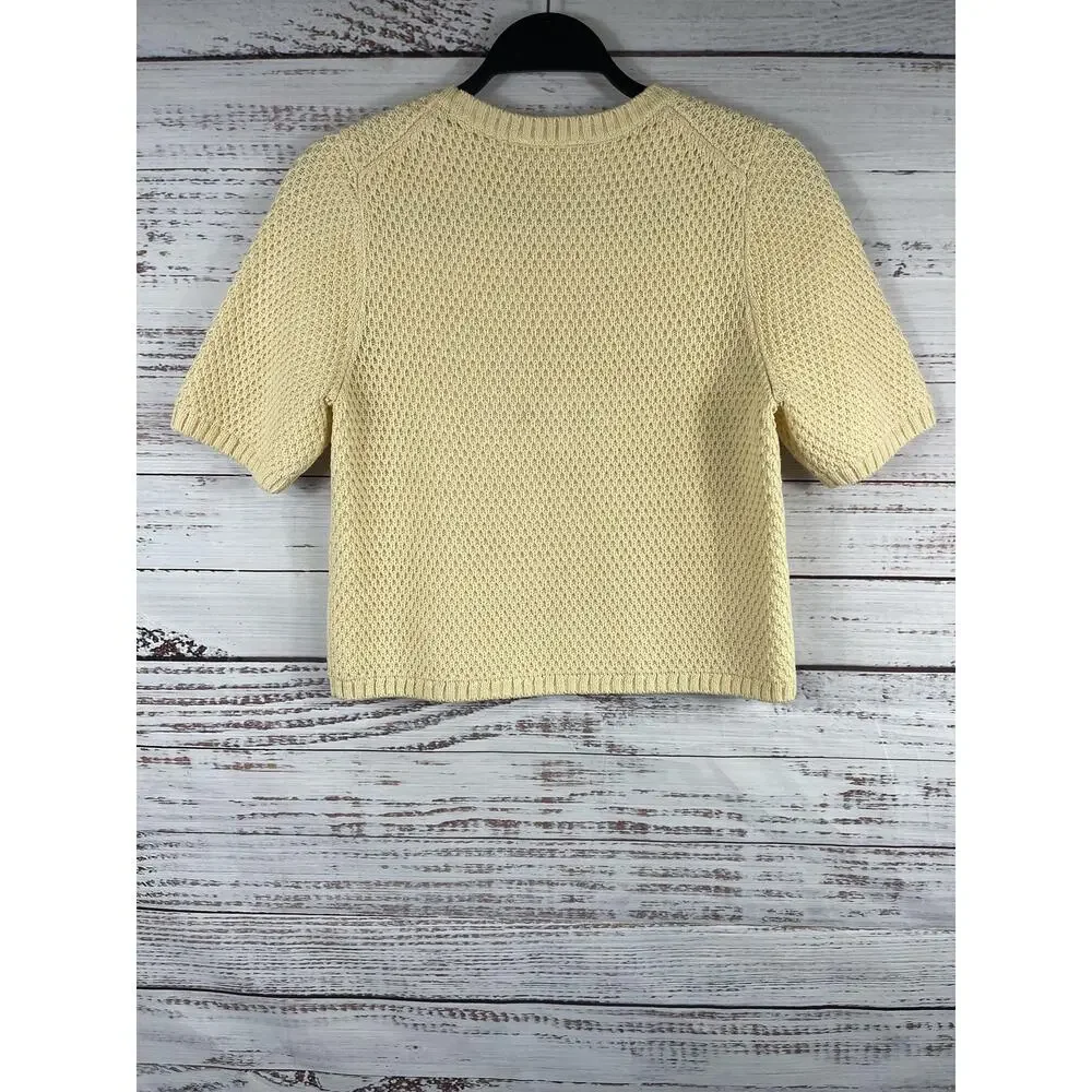 COS Sweater Women's Small White Waffle Knit Short Sleeve Crewneck Pullover Top - Picture 7 of 9